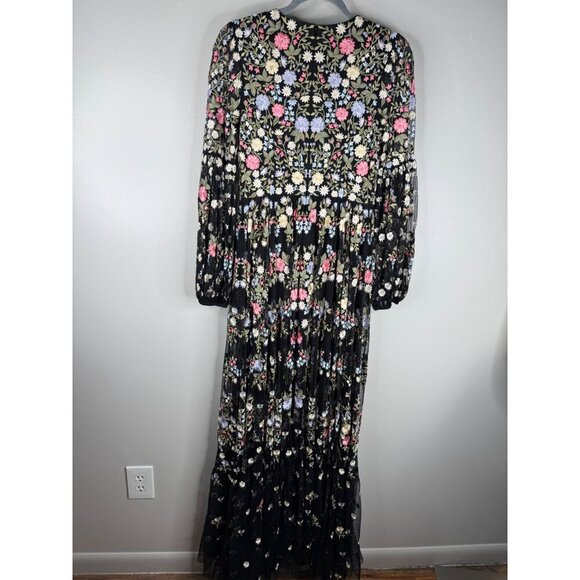 Mac Duggal 35161 Black Floral Embroidered Maxi Evening Dress Gown Size 2 NWT - Picture 7 of 7